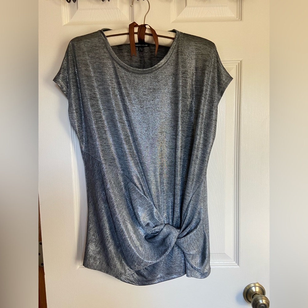 ✨NEW Warehouse Metallic Twist Drape Tee | UK 12 / US 8✨
